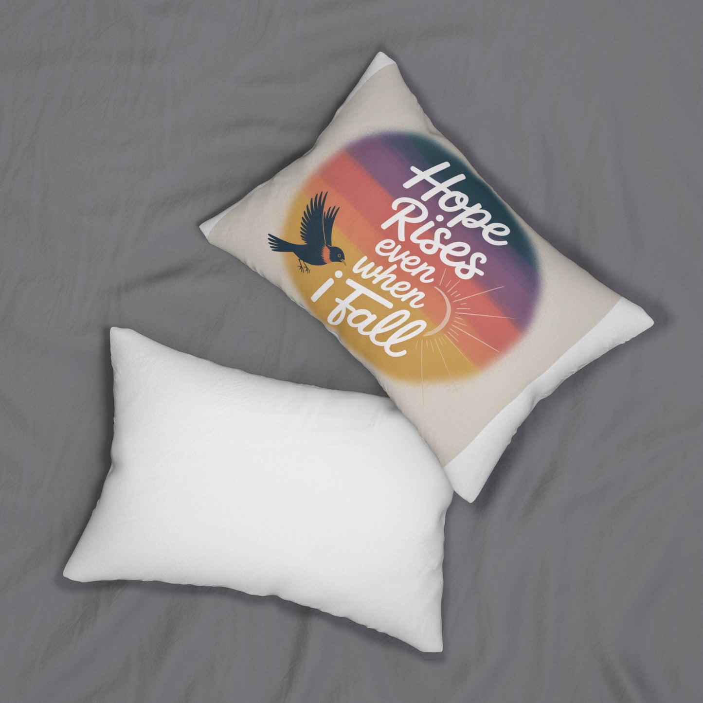 Hope Rises Inspirational Lumbar Pillow, Cozy Home Decor, Motivational Gift, Living Room Cushion, Uplifting Gift