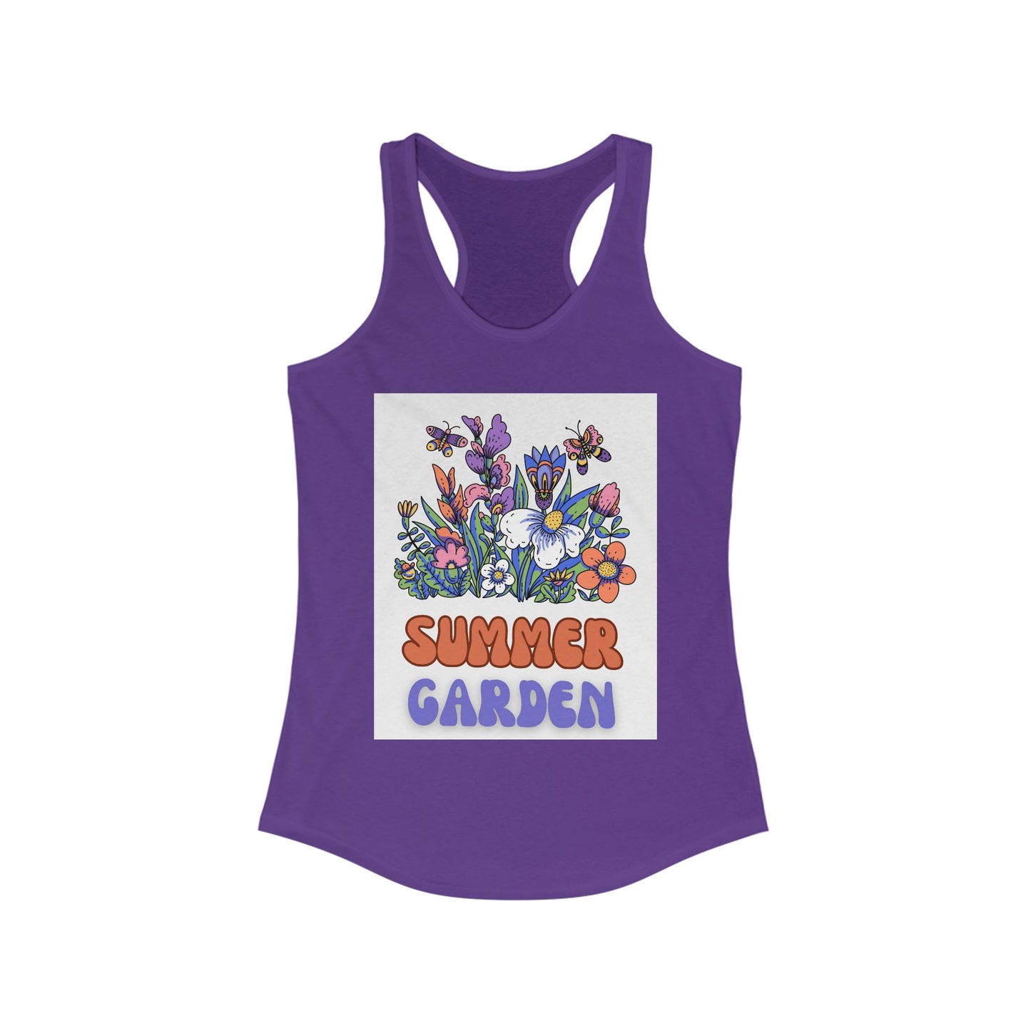 Summer Garden Women's Racerback Tank Top - Floral Graphic Tee for Warm Weather