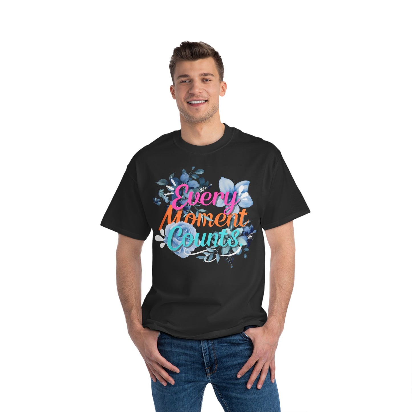 Every Moment Counts Floral T-Shirt - Inspirational Short-Sleeve Tee