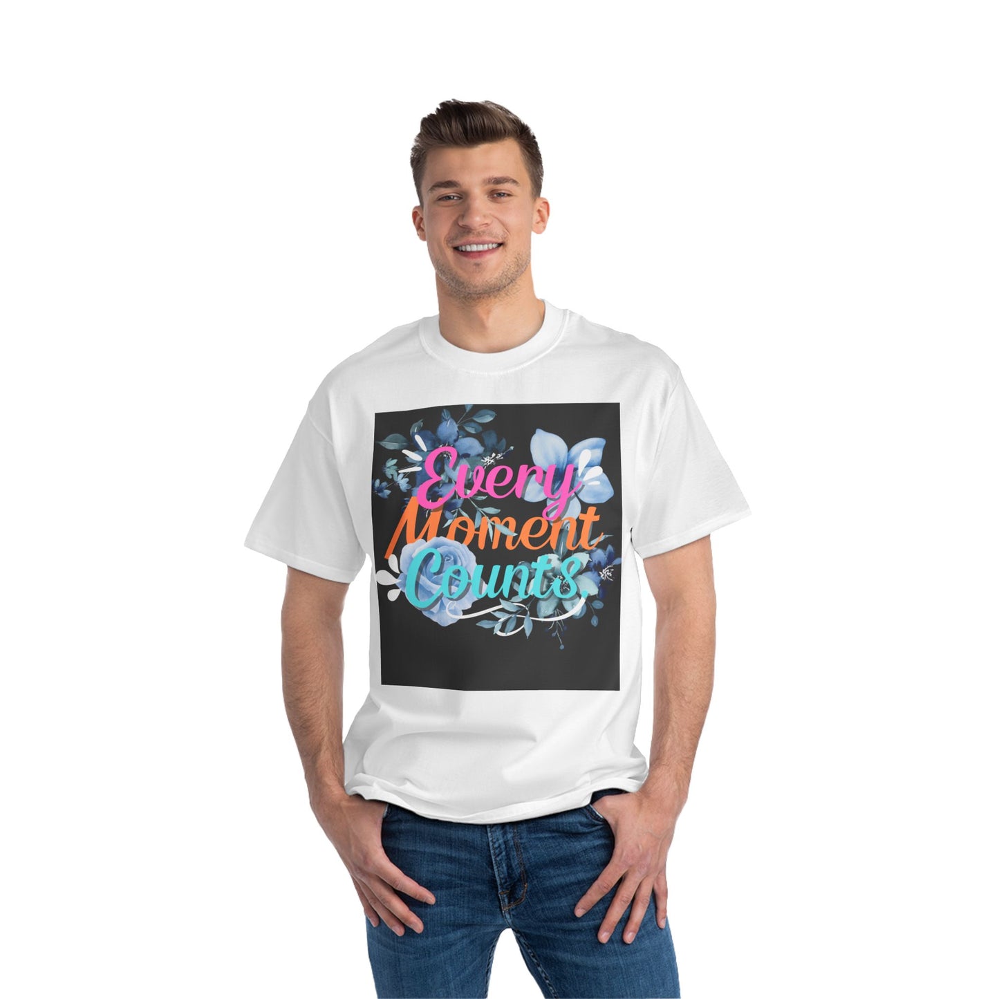 Every Moment Counts Floral T-Shirt - Inspirational Short-Sleeve Tee