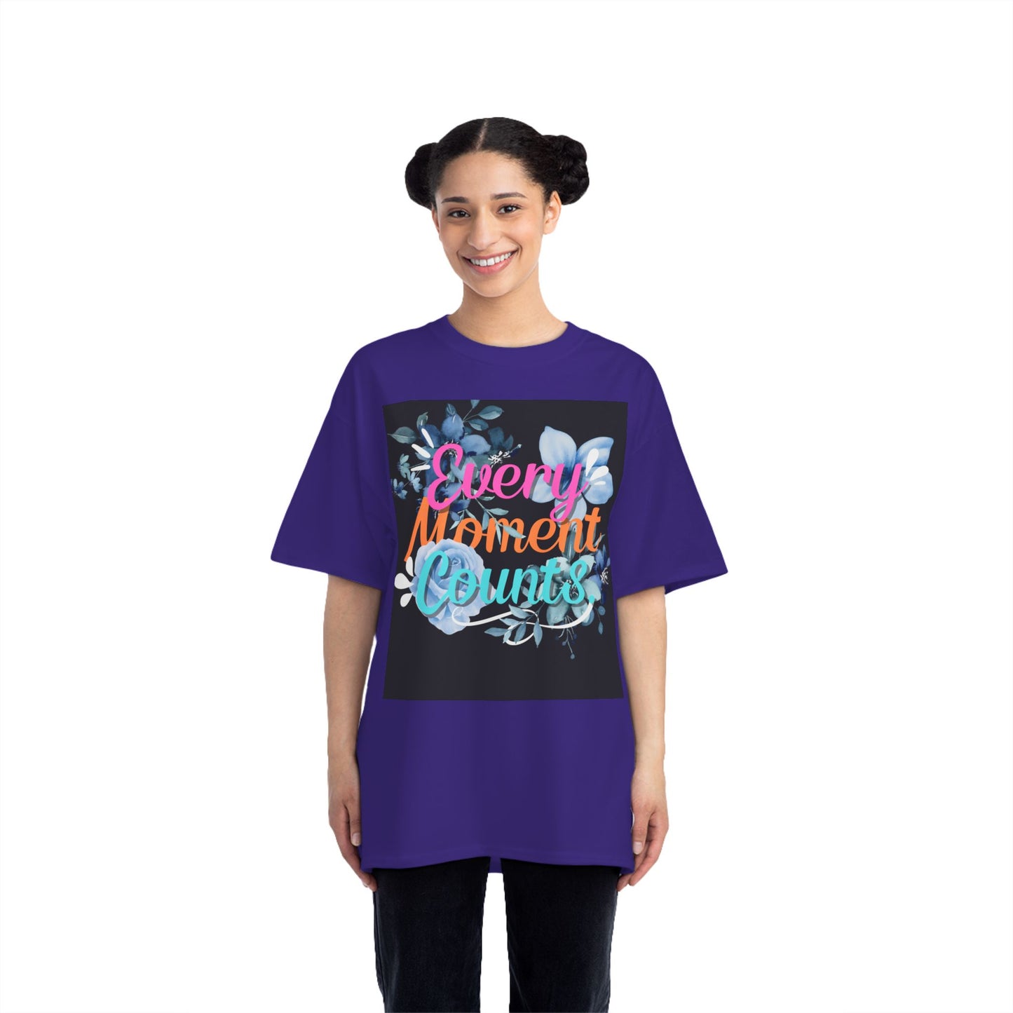 Every Moment Counts Floral T-Shirt - Inspirational Short-Sleeve Tee