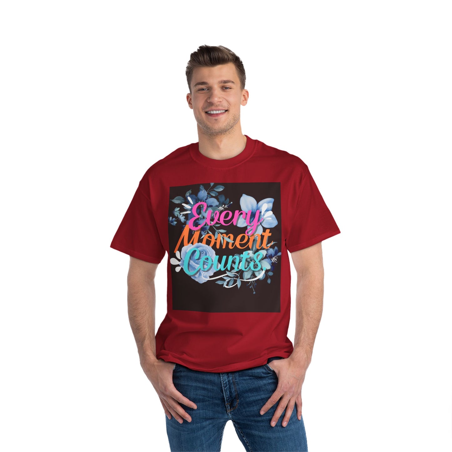 Every Moment Counts Floral T-Shirt - Inspirational Short-Sleeve Tee