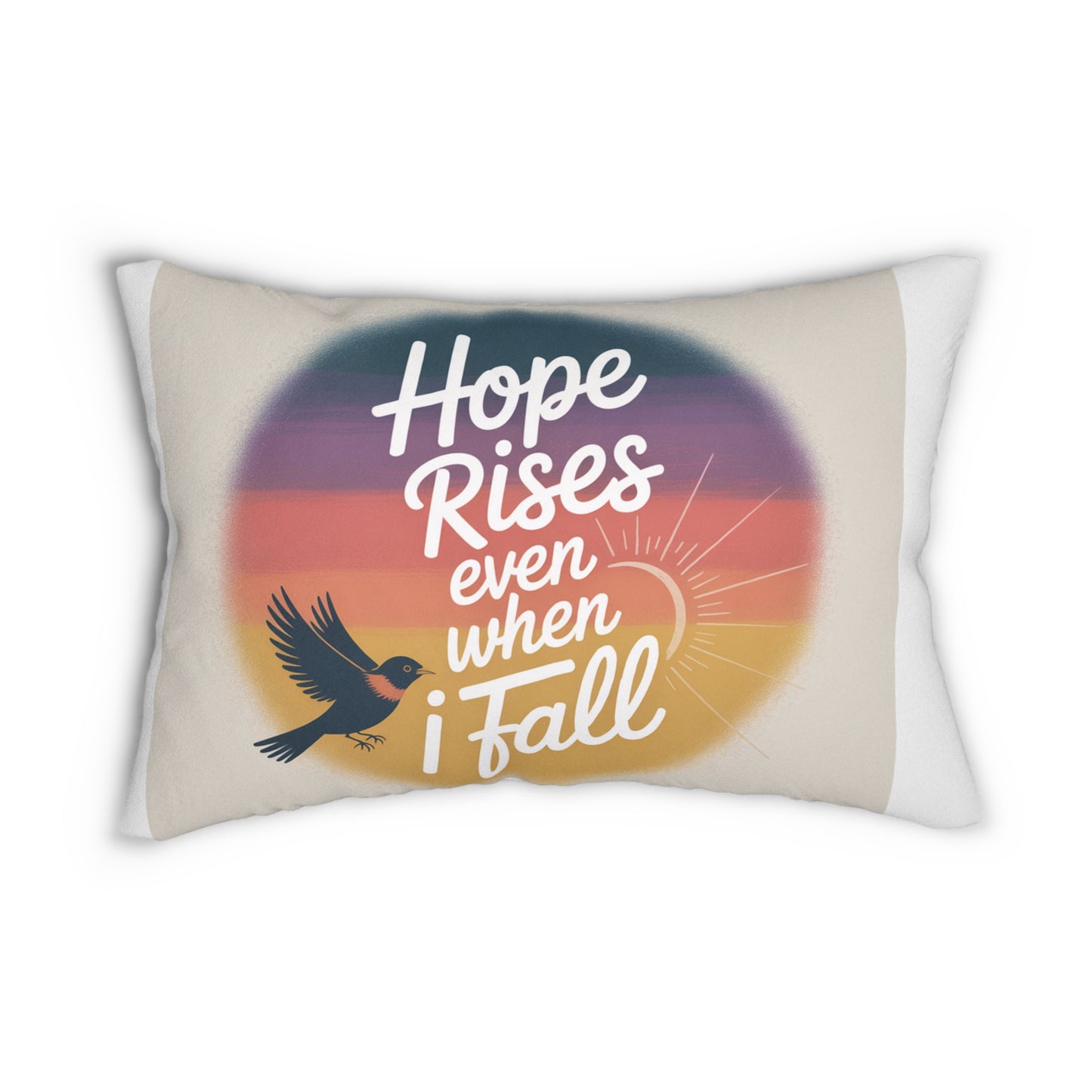 Hope Rises Inspirational Lumbar Pillow, Cozy Home Decor, Motivational Gift, Living Room Cushion, Uplifting Gift