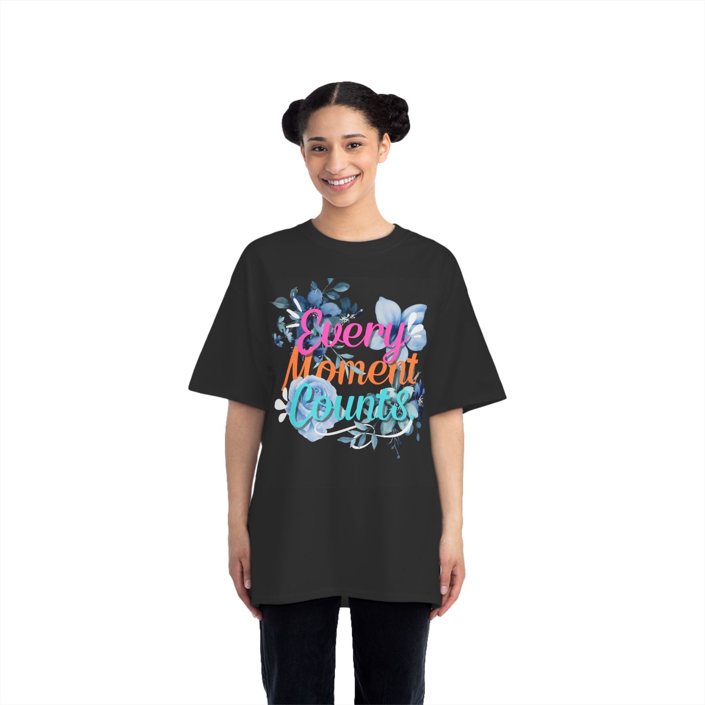 Every Moment Counts Floral T-Shirt - Inspirational Short-Sleeve Tee