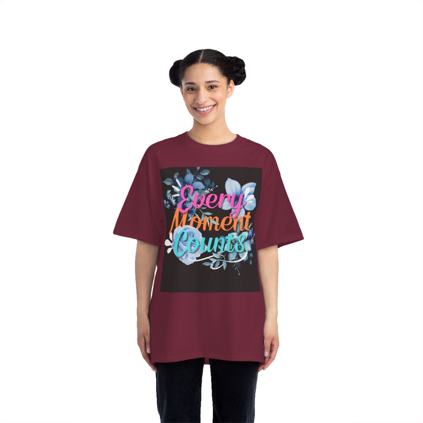 Every Moment Counts Floral T-Shirt - Inspirational Short-Sleeve Tee