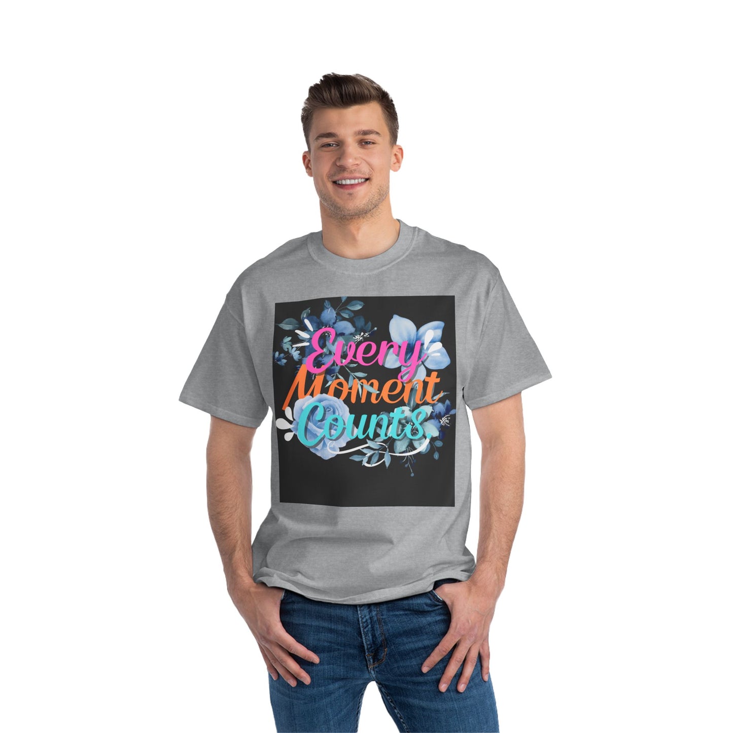 Every Moment Counts Floral T-Shirt - Inspirational Short-Sleeve Tee