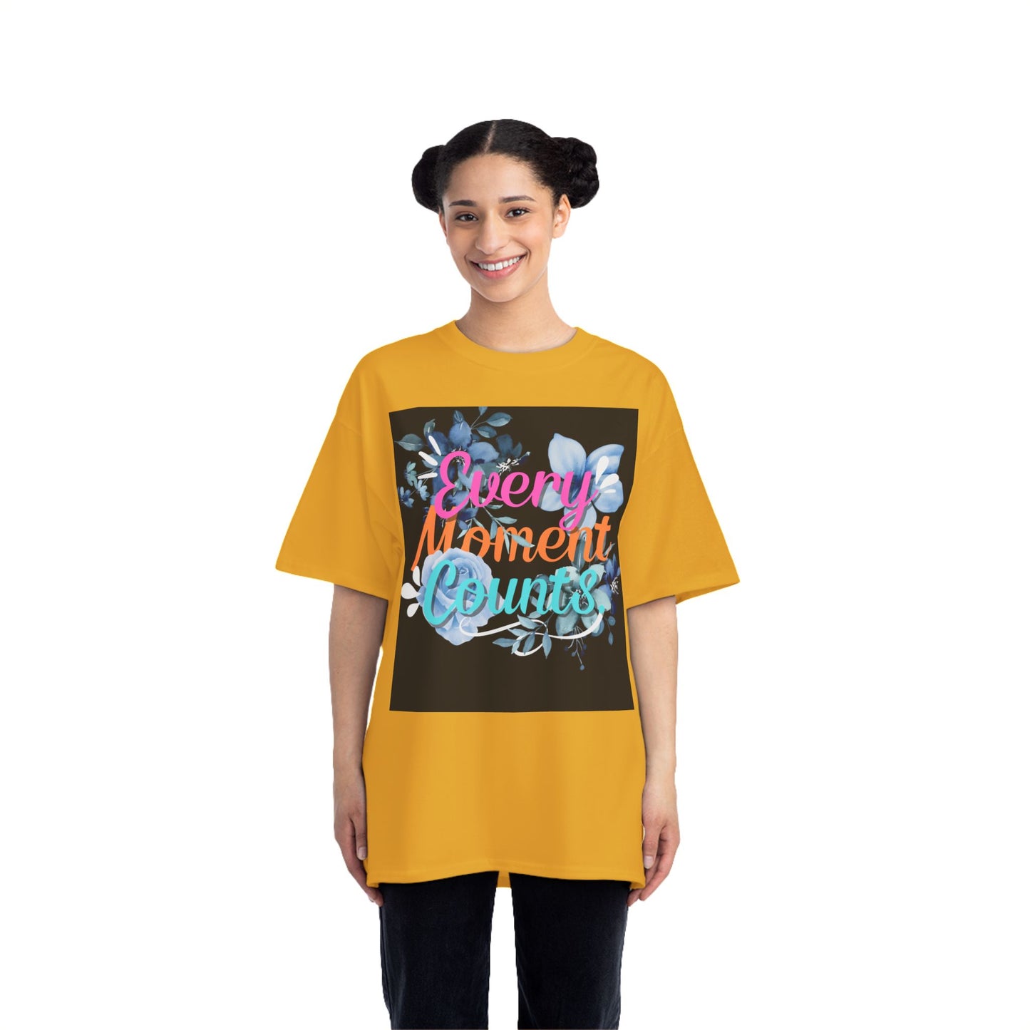 Every Moment Counts Floral T-Shirt - Inspirational Short-Sleeve Tee