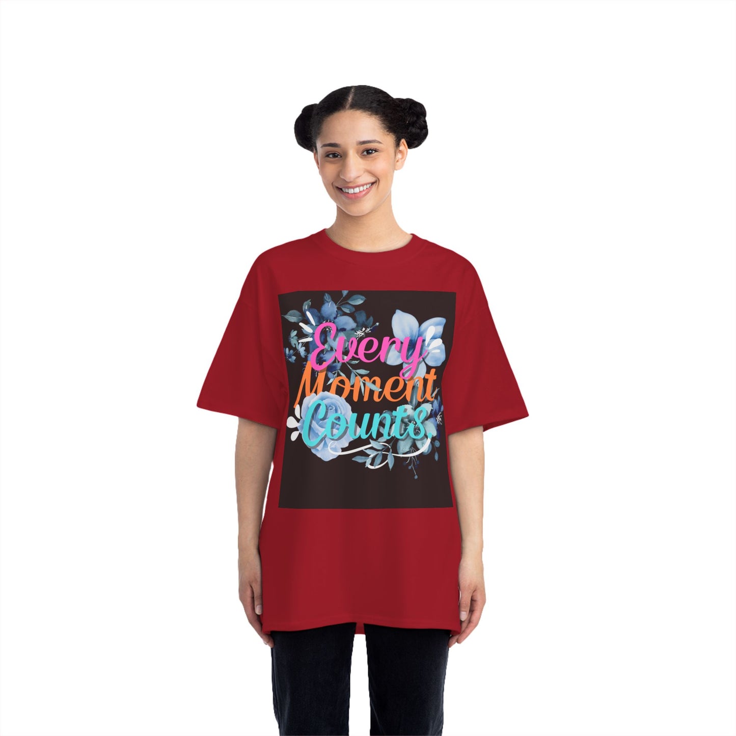 Every Moment Counts Floral T-Shirt - Inspirational Short-Sleeve Tee