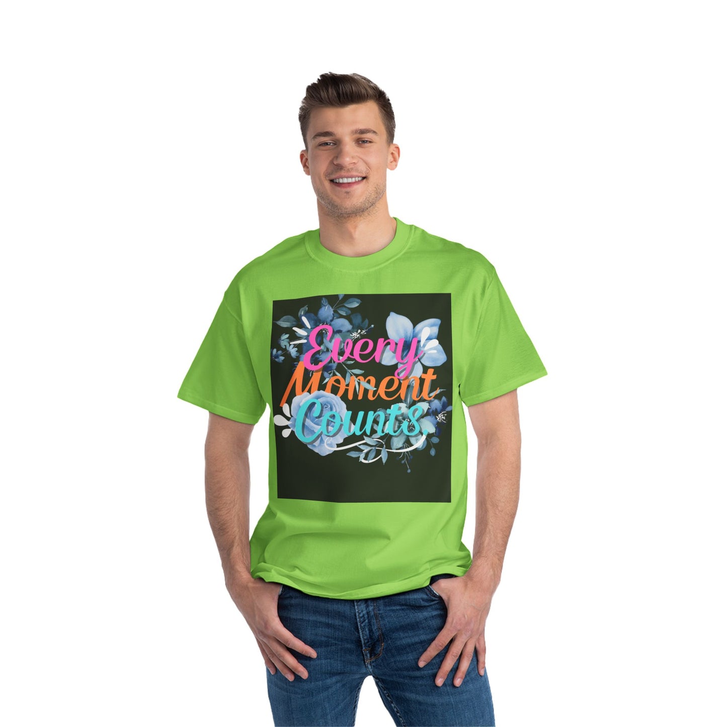 Every Moment Counts Floral T-Shirt - Inspirational Short-Sleeve Tee