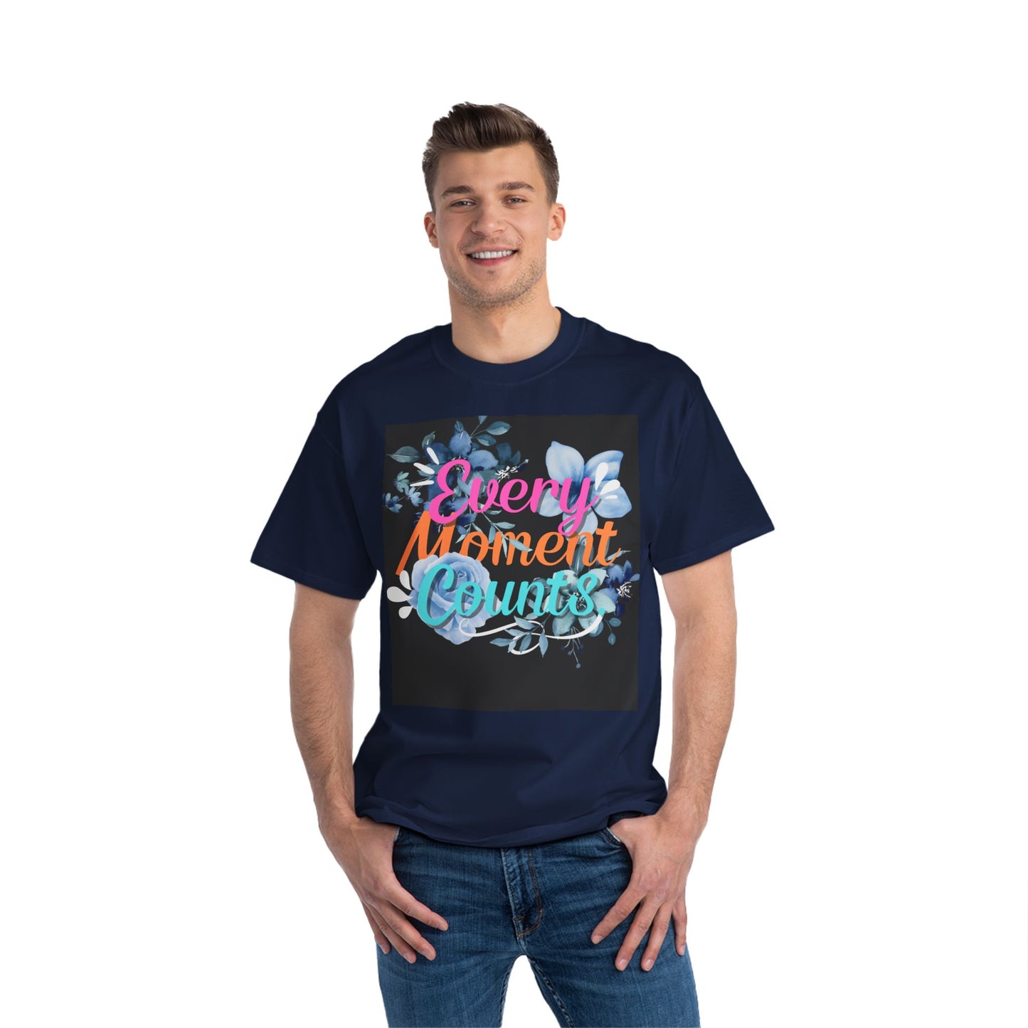Every Moment Counts Floral T-Shirt - Inspirational Short-Sleeve Tee