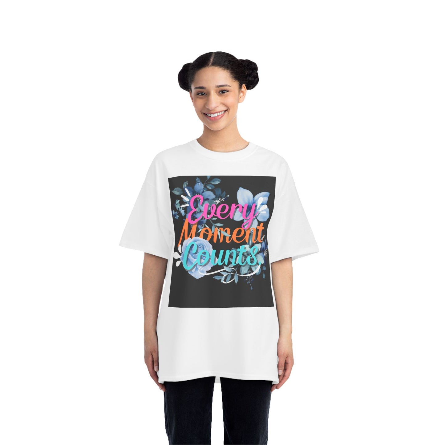 Every Moment Counts Floral T-Shirt - Inspirational Short-Sleeve Tee