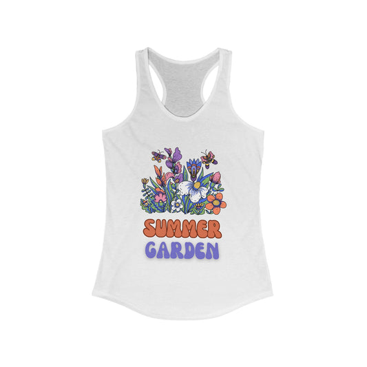 Summer Garden Women&#039;s Racerback Tank Top - Floral Graphic Tee for Warm Weather