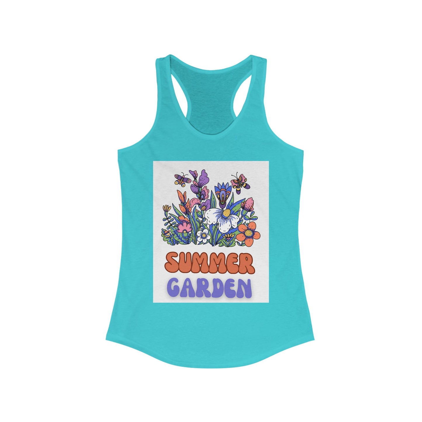 Summer Garden Women&#039;s Racerback Tank Top - Floral Graphic Tee for Warm Weather