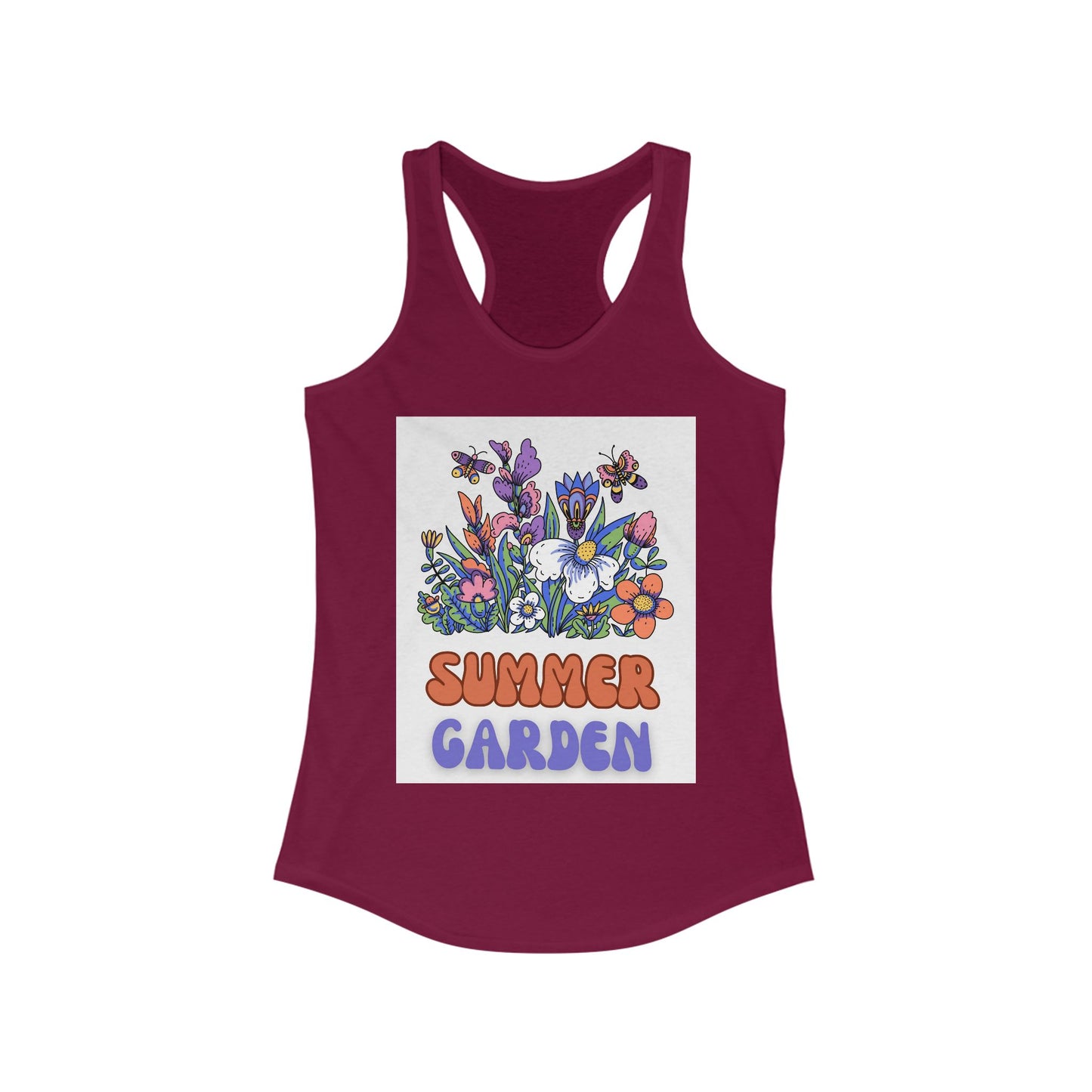 Summer Garden Women&#039;s Racerback Tank Top - Floral Graphic Tee for Warm Weather