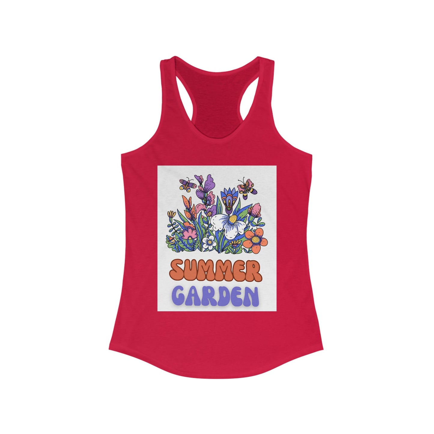 Summer Garden Women&#039;s Racerback Tank Top - Floral Graphic Tee for Warm Weather