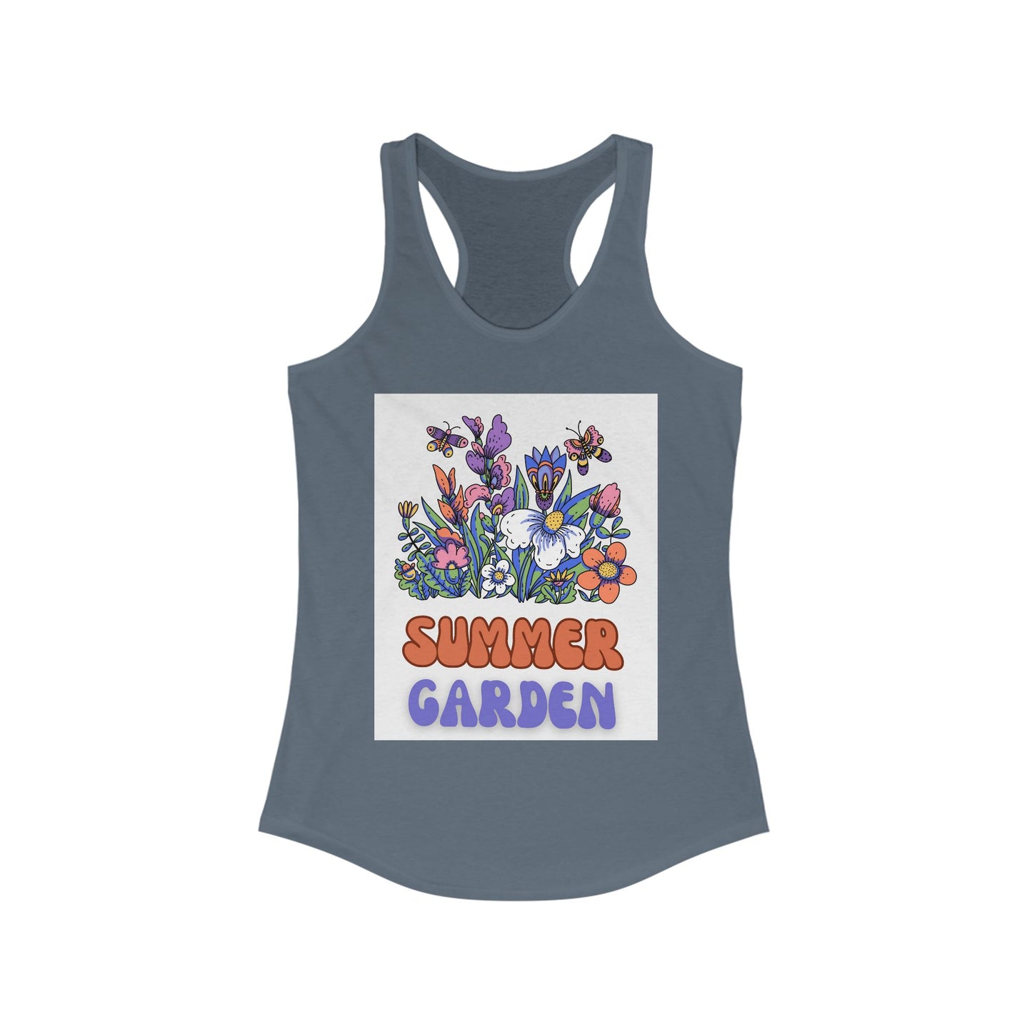 Summer Garden Women&#039;s Racerback Tank Top - Floral Graphic Tee for Warm Weather