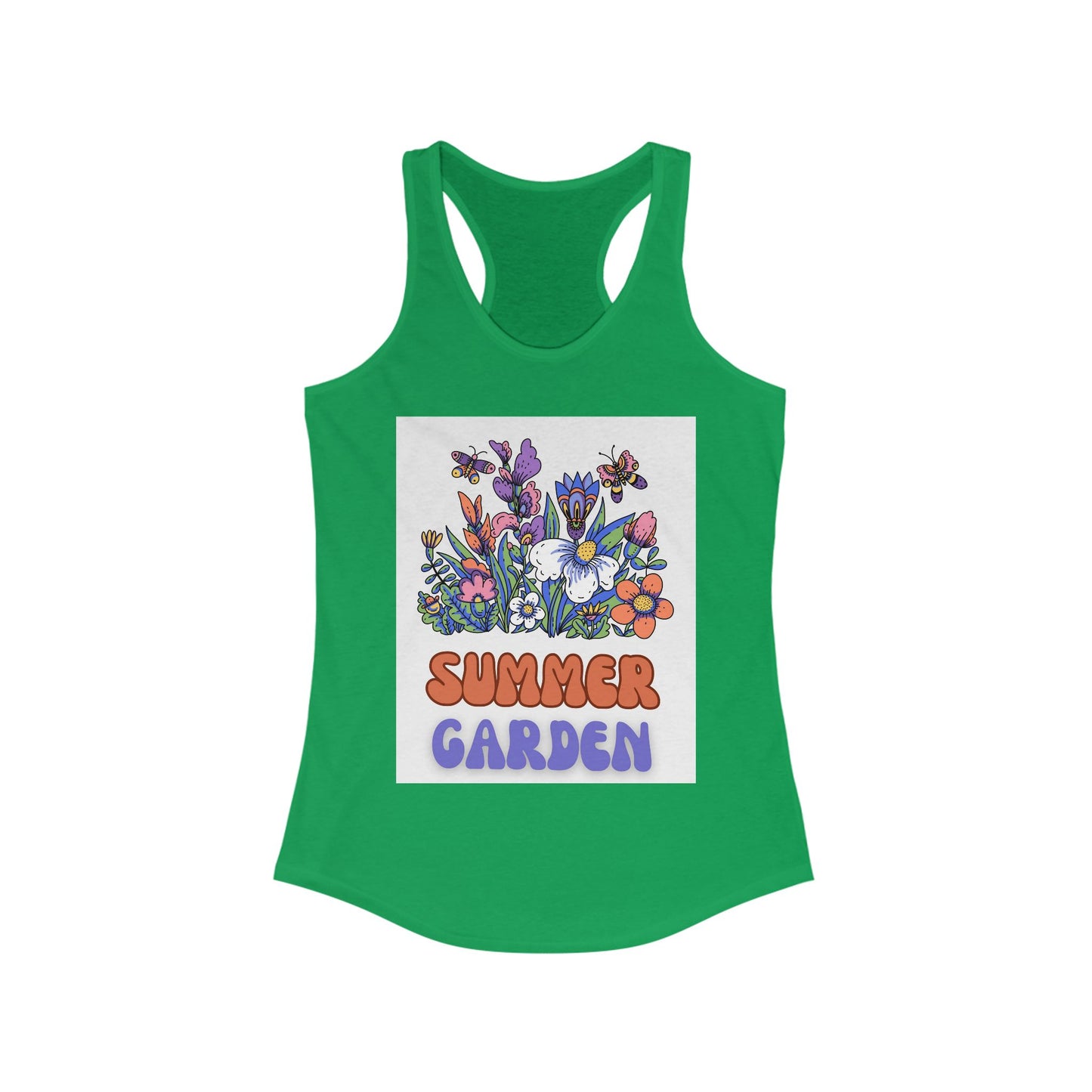 Summer Garden Women&#039;s Racerback Tank Top - Floral Graphic Tee for Warm Weather