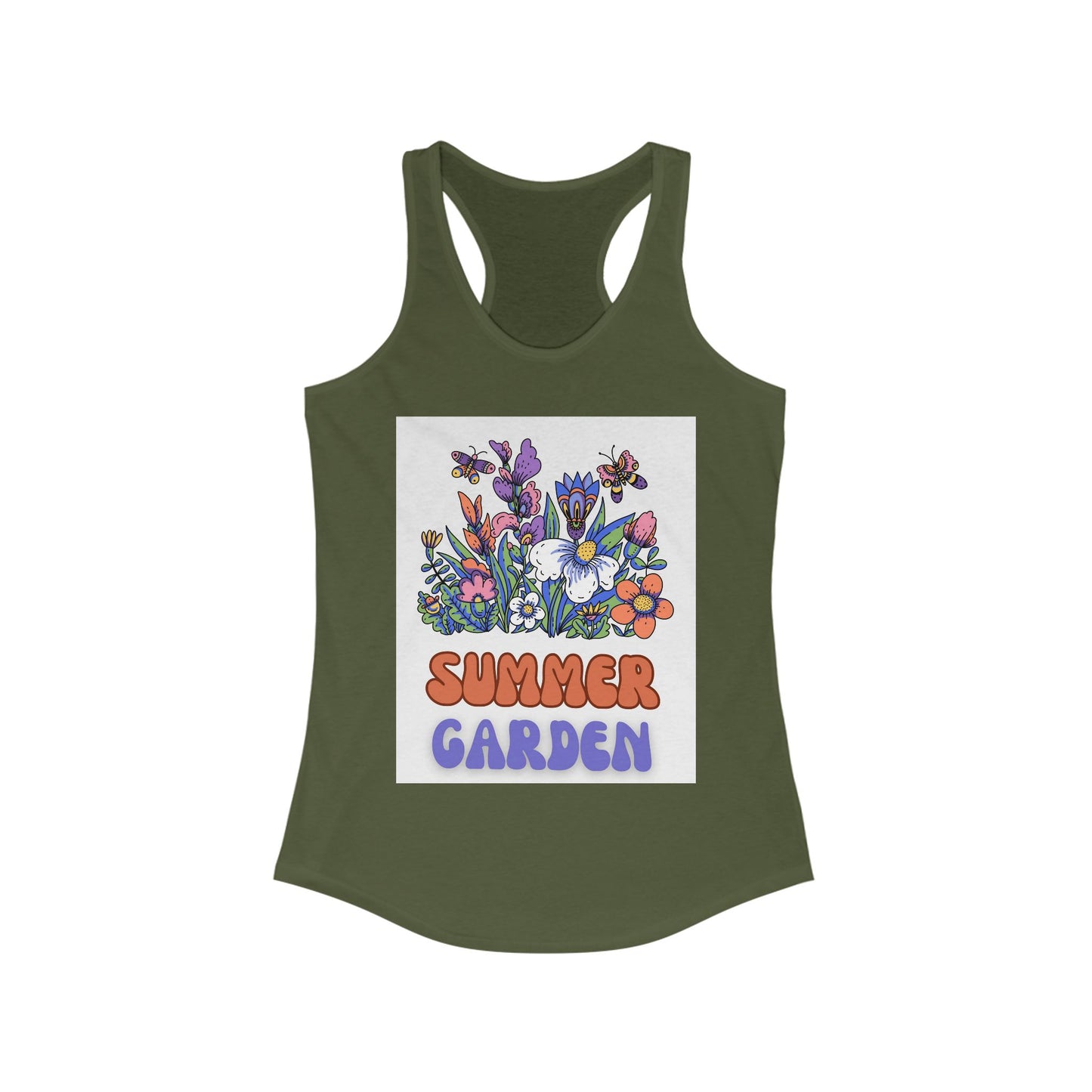 Summer Garden Women&#039;s Racerback Tank Top - Floral Graphic Tee for Warm Weather
