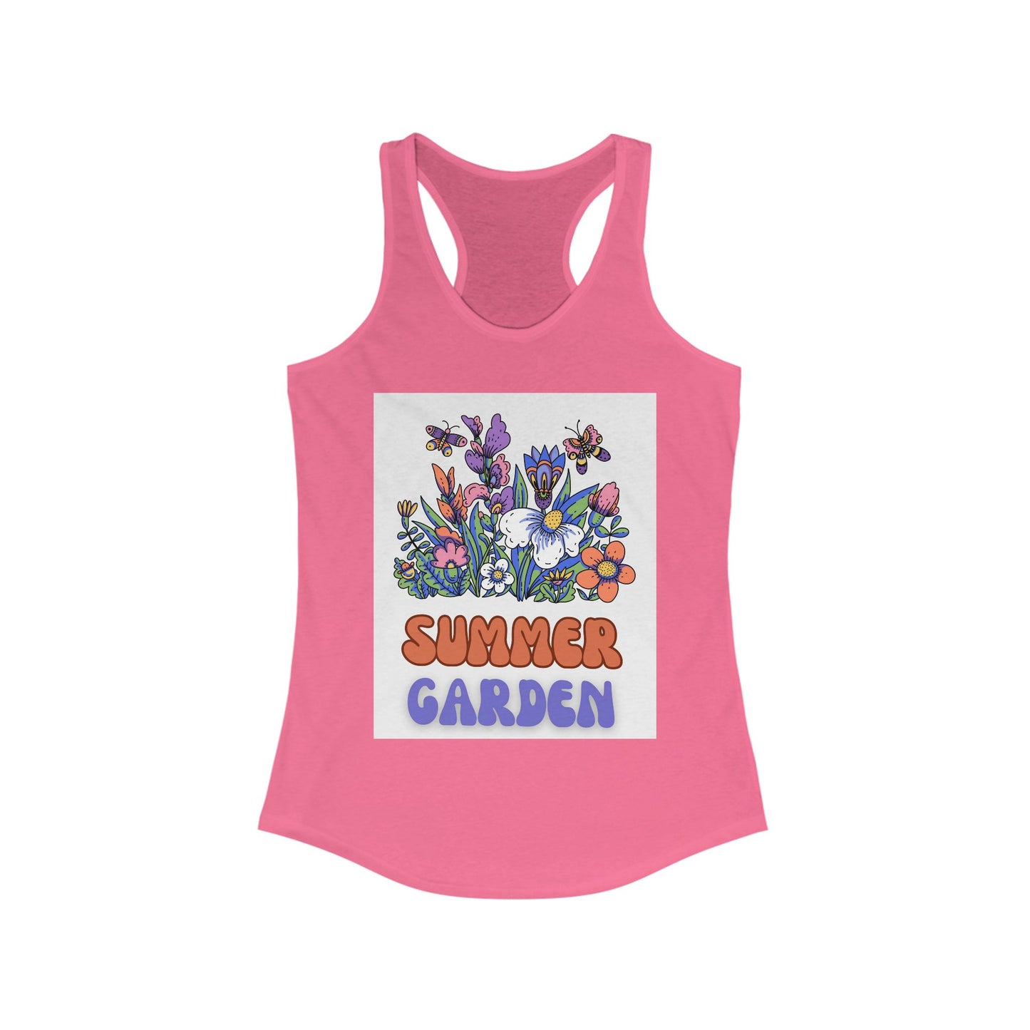 Summer Garden Women&#039;s Racerback Tank Top - Floral Graphic Tee for Warm Weather