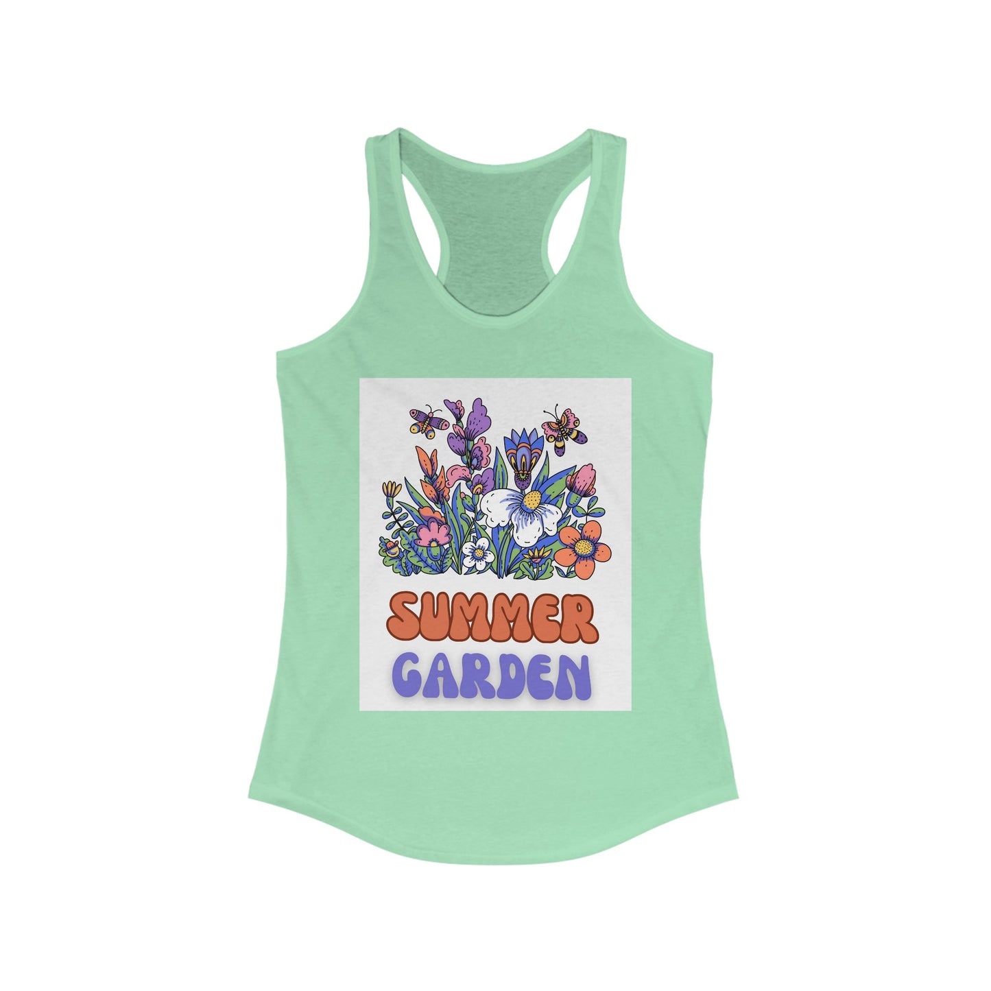 Summer Garden Women&#039;s Racerback Tank Top - Floral Graphic Tee for Warm Weather