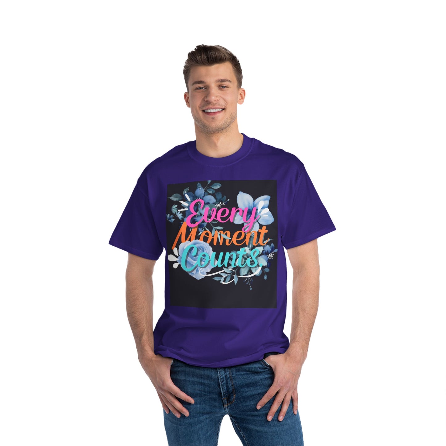 Every Moment Counts Floral T-Shirt - Inspirational Short-Sleeve Tee