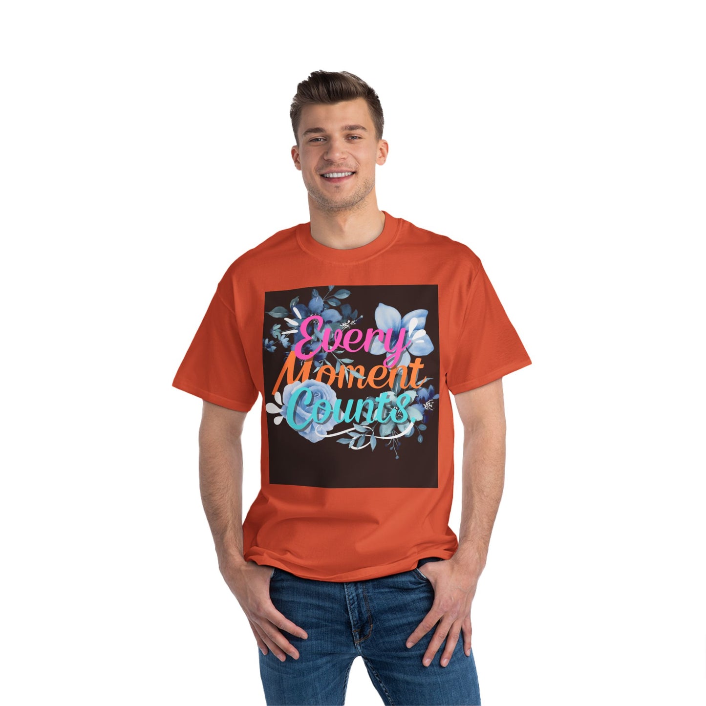 Every Moment Counts Floral T-Shirt - Inspirational Short-Sleeve Tee