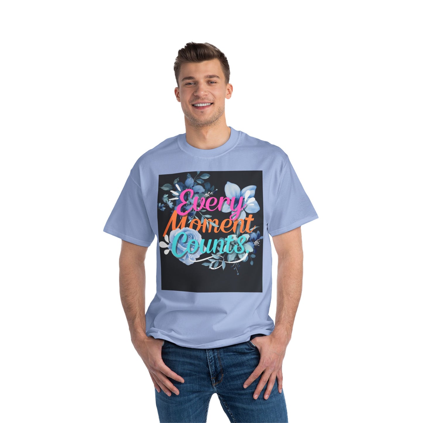 Every Moment Counts Floral T-Shirt - Inspirational Short-Sleeve Tee