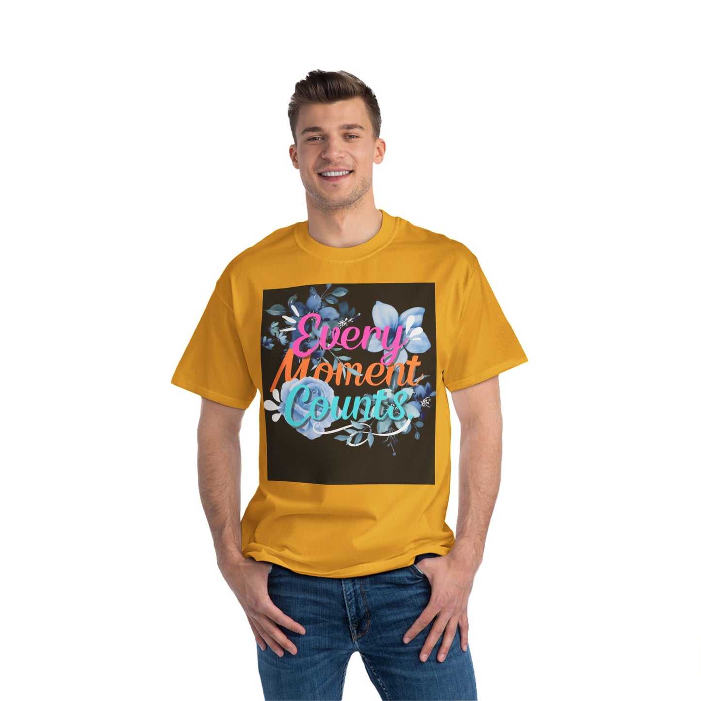 Every Moment Counts Floral T-Shirt - Inspirational Short-Sleeve Tee